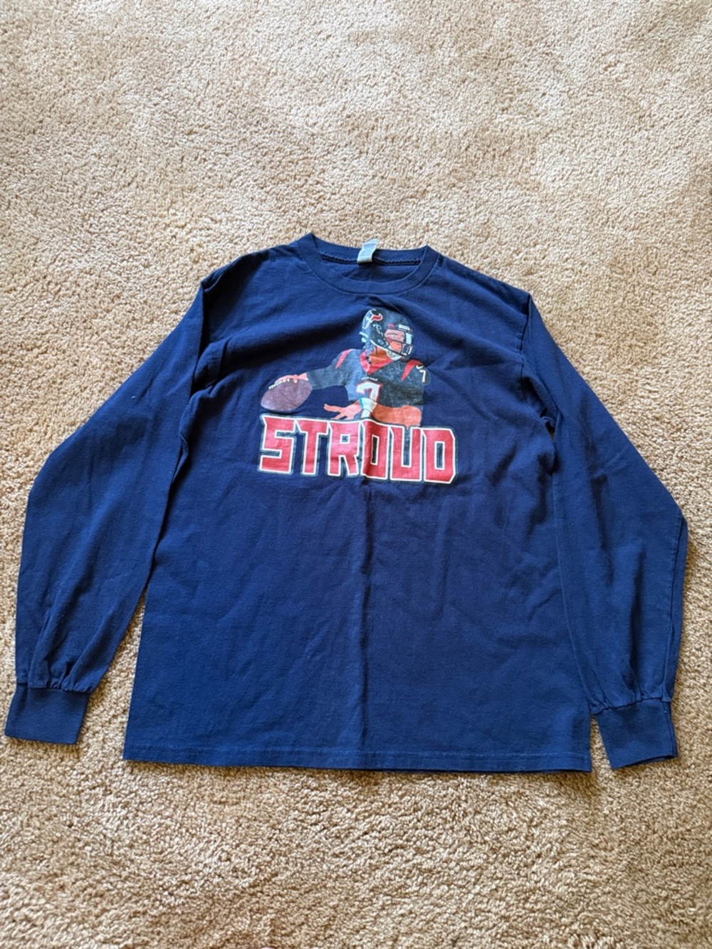 Gildan Navy Long Sleeve CJ 'Stroud' Football Graphic Tee